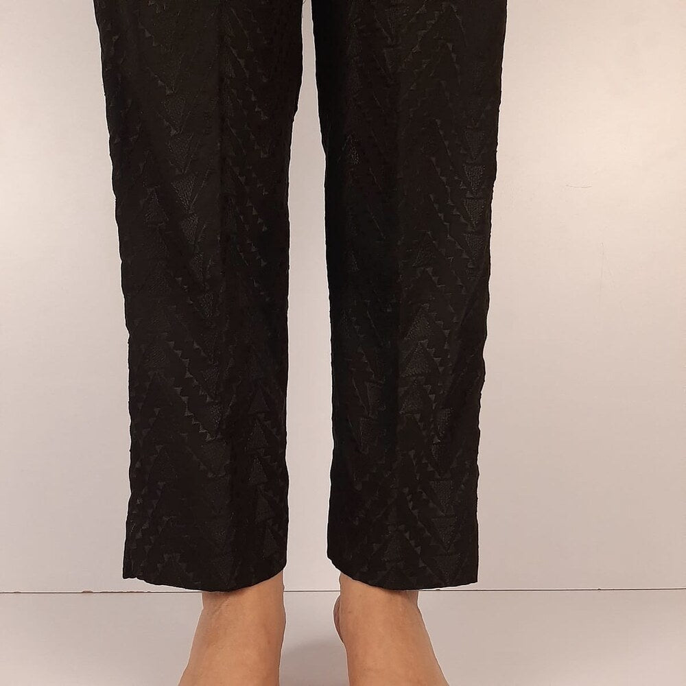 Chikankari Trouser – Black – ZT487