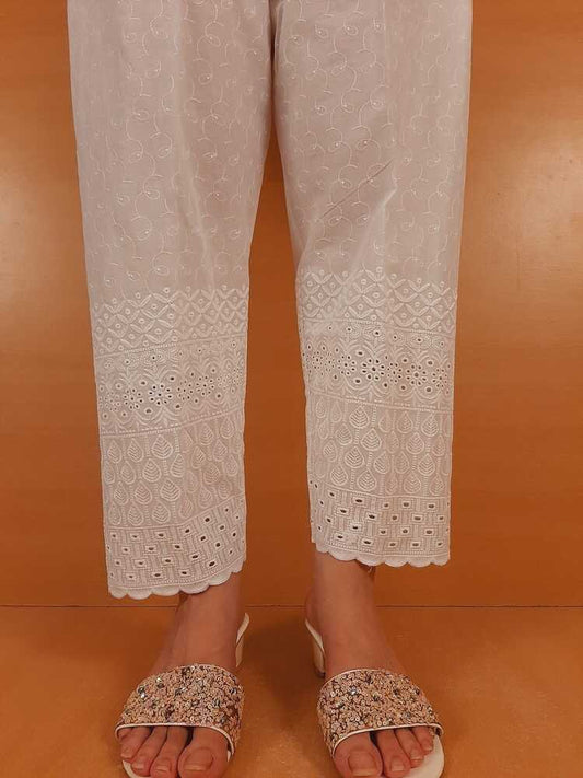 Chikankari Trouser - White - ZT462