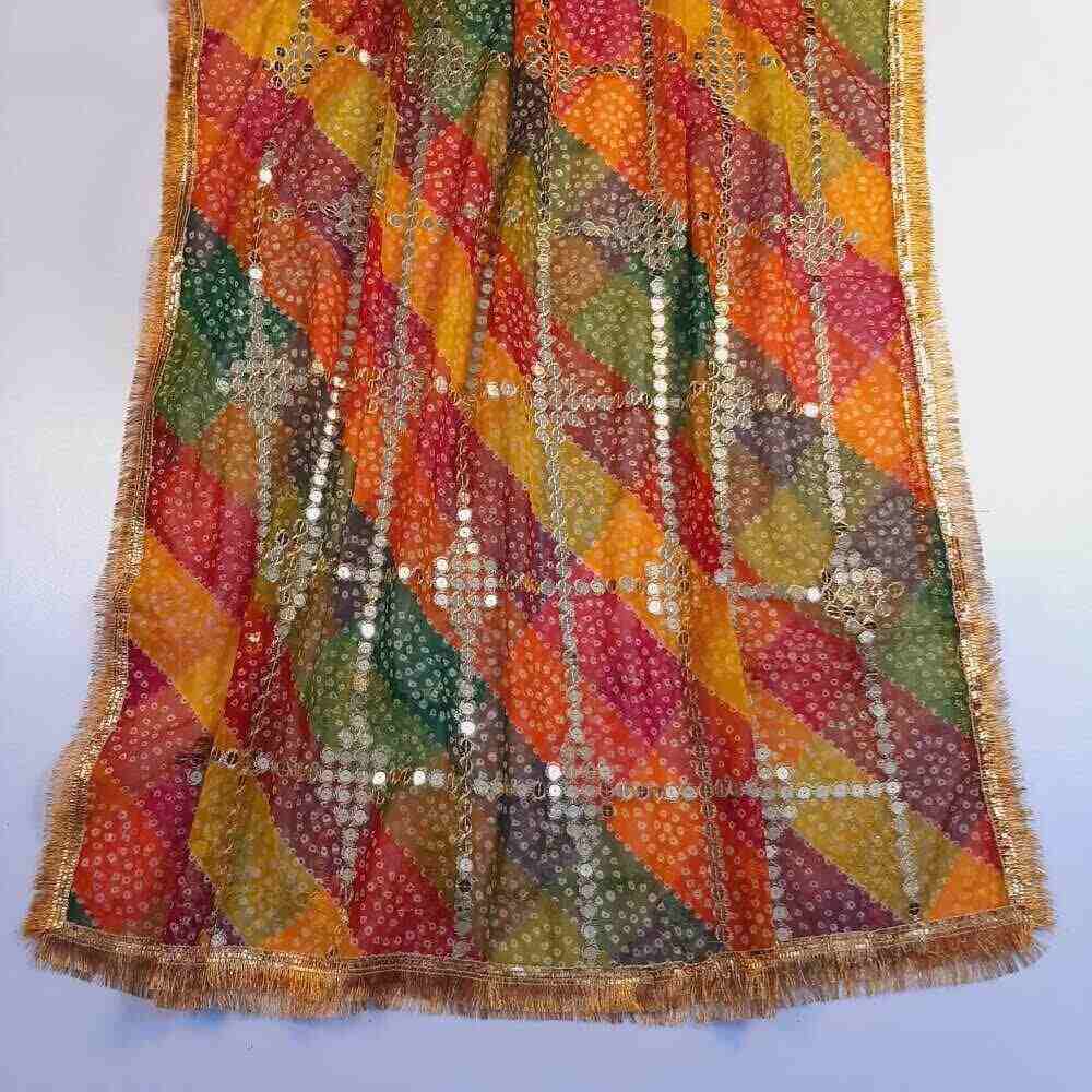 chunri multi gota work dupatta wedding party net