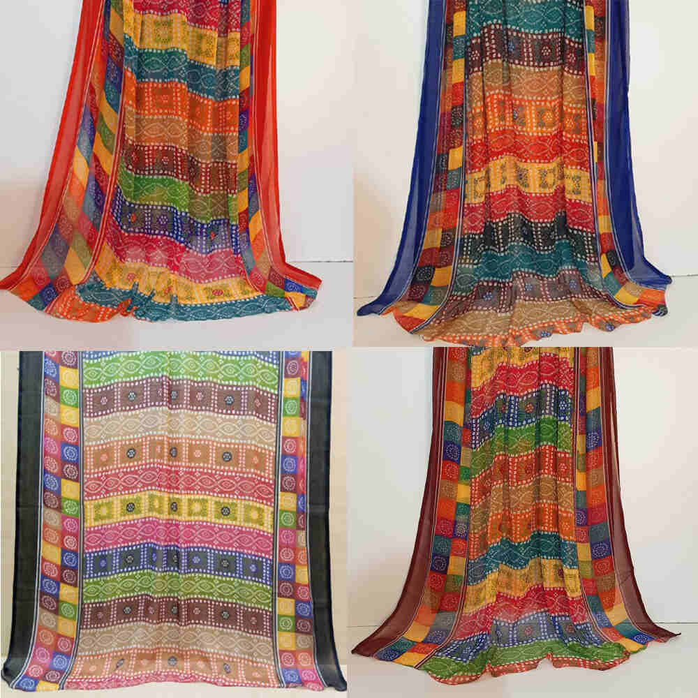 Chunri Printed Chiffon Dupatta - Length 2.5 Yards - ZD620