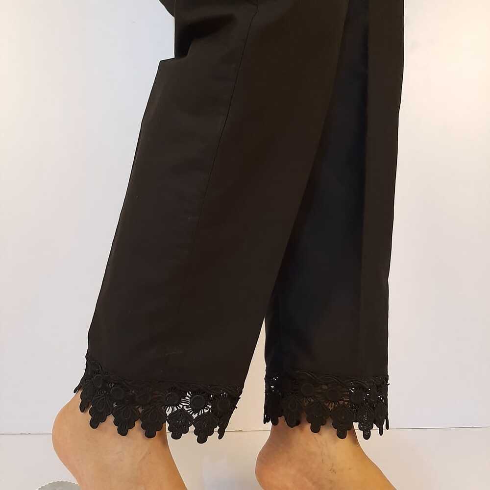 Cotton Trouser With Bottom Lace - Black - ZT200