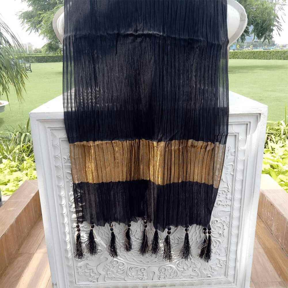 crush dupatta masuri bottom large ball tassels black