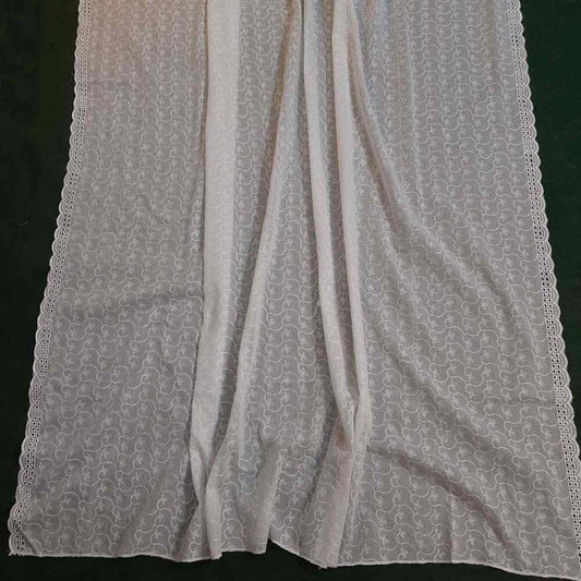 cut work embroided lawn dupatta white