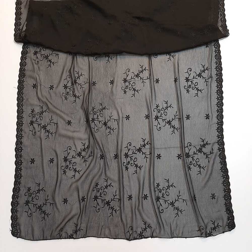 Cutwork Embroided Chiffon Dupatta - Black