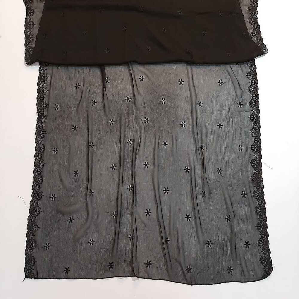 Cutwork Embroided Chiffon Dupatta - Black