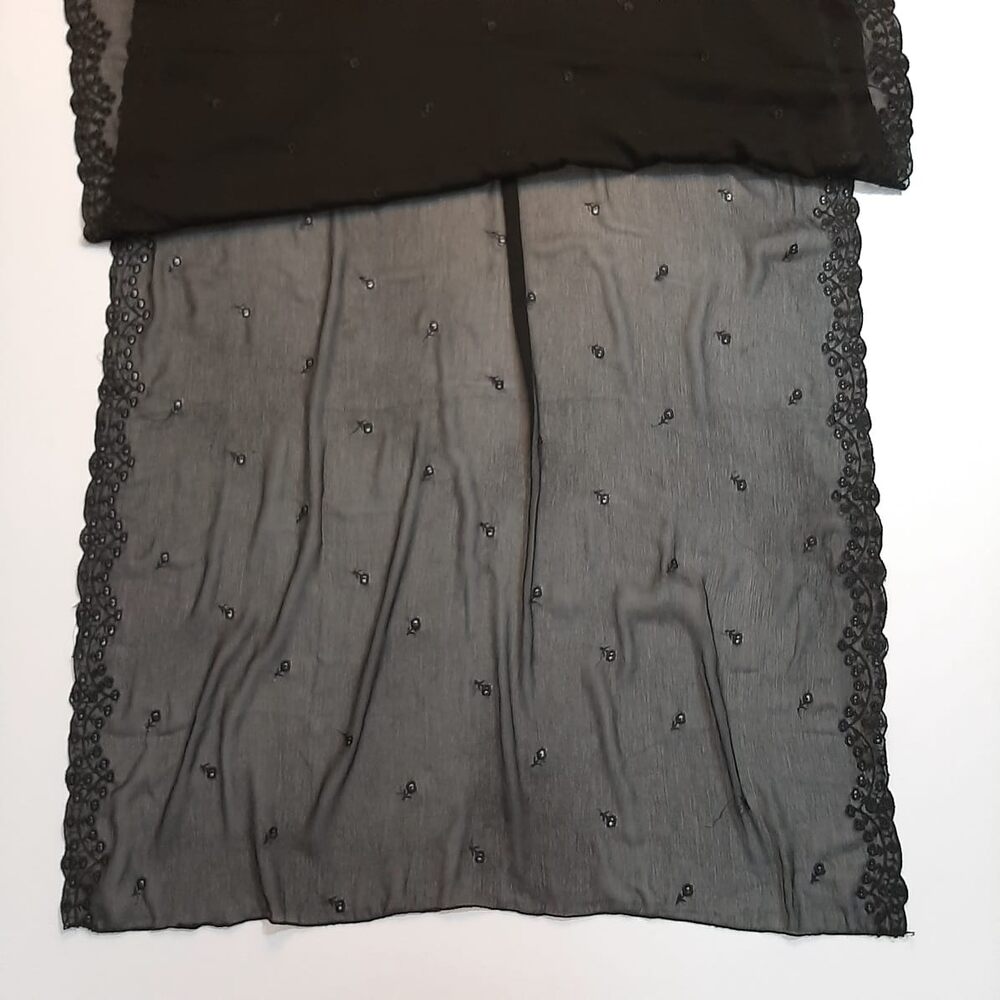 Cutwork Embroided Chiffon Dupatta - Black