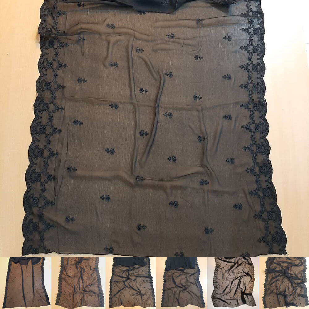 Cutwork Embroided Chiffon Dupatta - Black