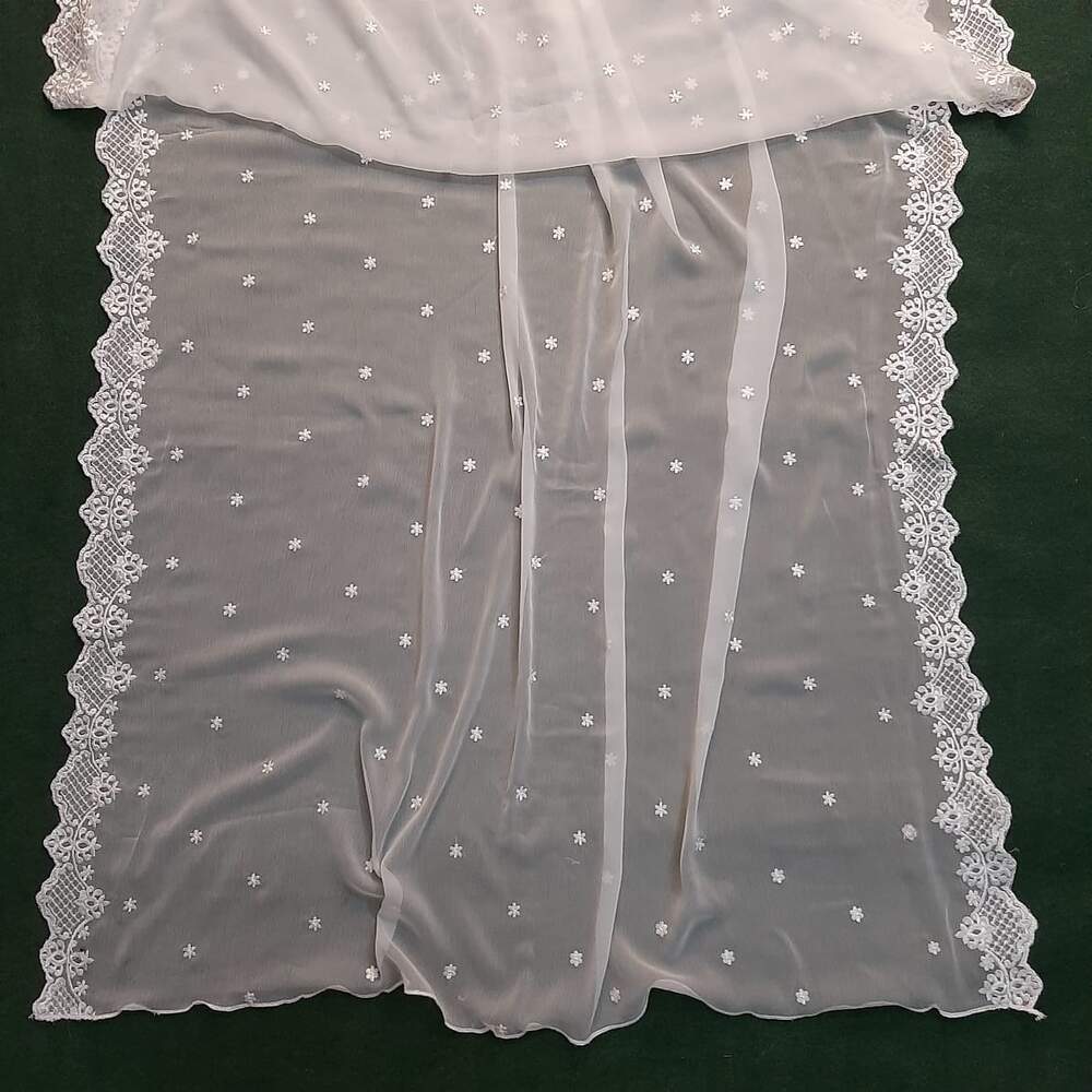 Cutwork Embroided Chiffon Dupatta - Dyeable - White