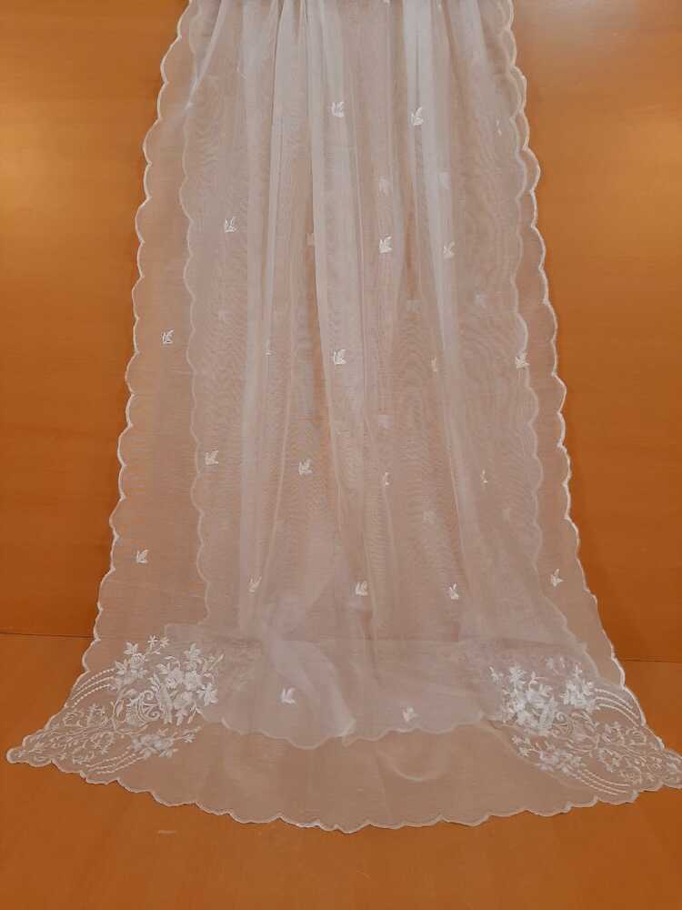 Cutwork Embroided Dupatta - White - ZD204