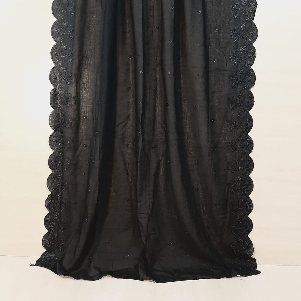 Cutwork Embroided Lawn Dupatta – Black