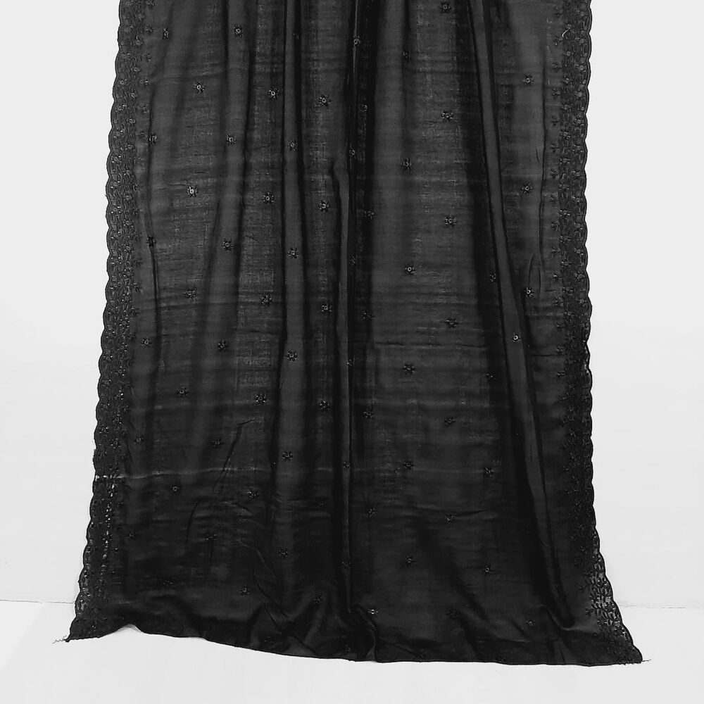Cutwork Embroided Lawn Dupatta – Black
