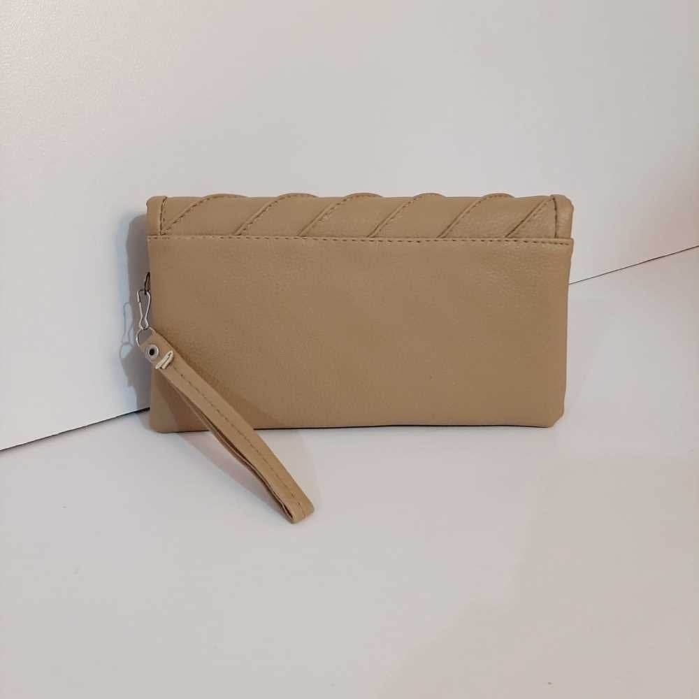 Double Zip Soft Leather Wallet - Nude - W08