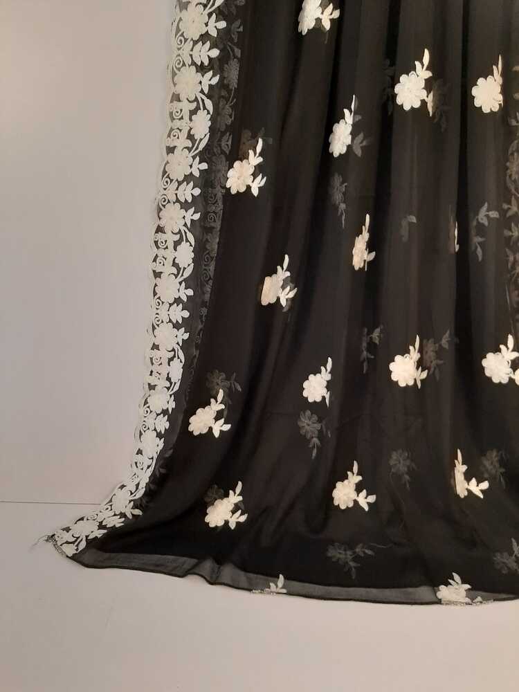 Embroided Chiffon Dupatta - Black