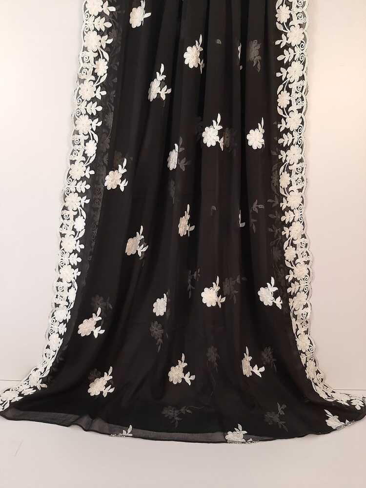 Embroided Chiffon Dupatta - Black