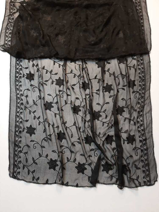 Embroided Chiffon Dupatta β Black