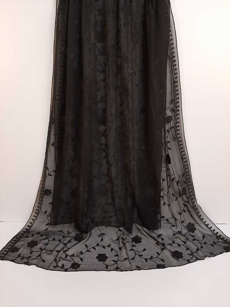 Embroided Chiffon Dupatta – Black
