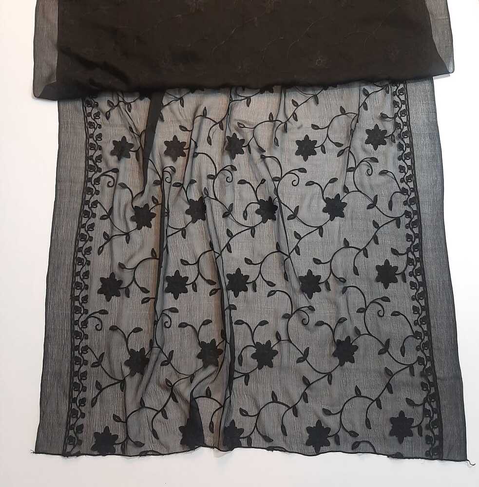 Embroided Chiffon Dupatta – Black