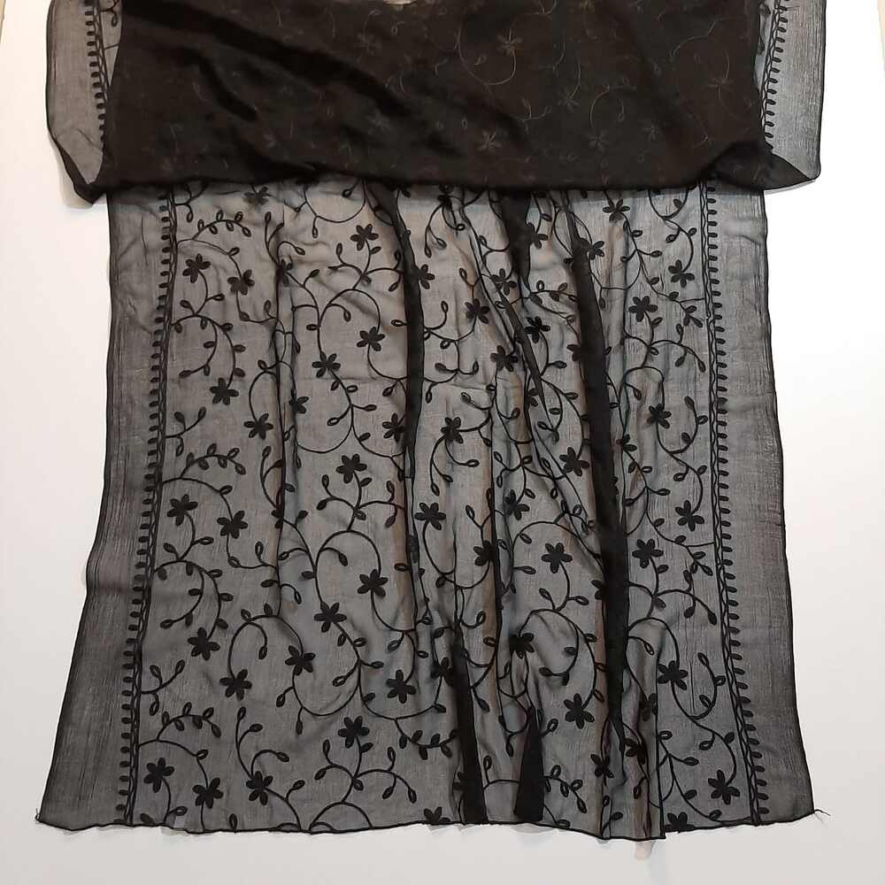 Embroided Chiffon Dupatta – Black