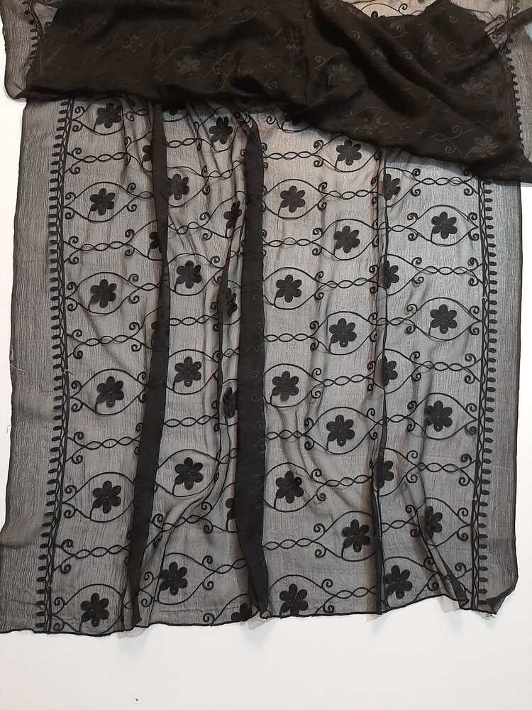 Embroided Chiffon Dupatta – Black