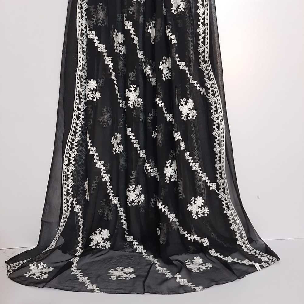 Embroided Chiffon Dupatta – Black/white
