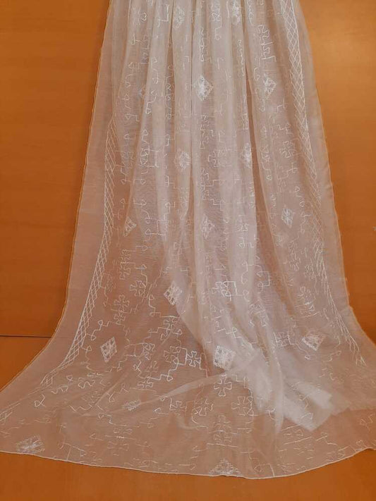 Embroided Khaadi Net Dupatta - White