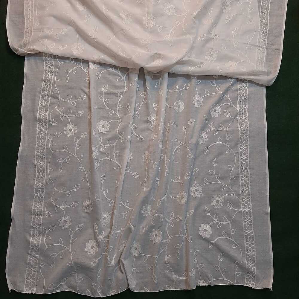 Embroided Lawn Dupatta - White