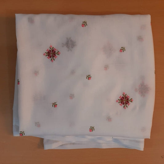 hand embroided lawn dupatta white