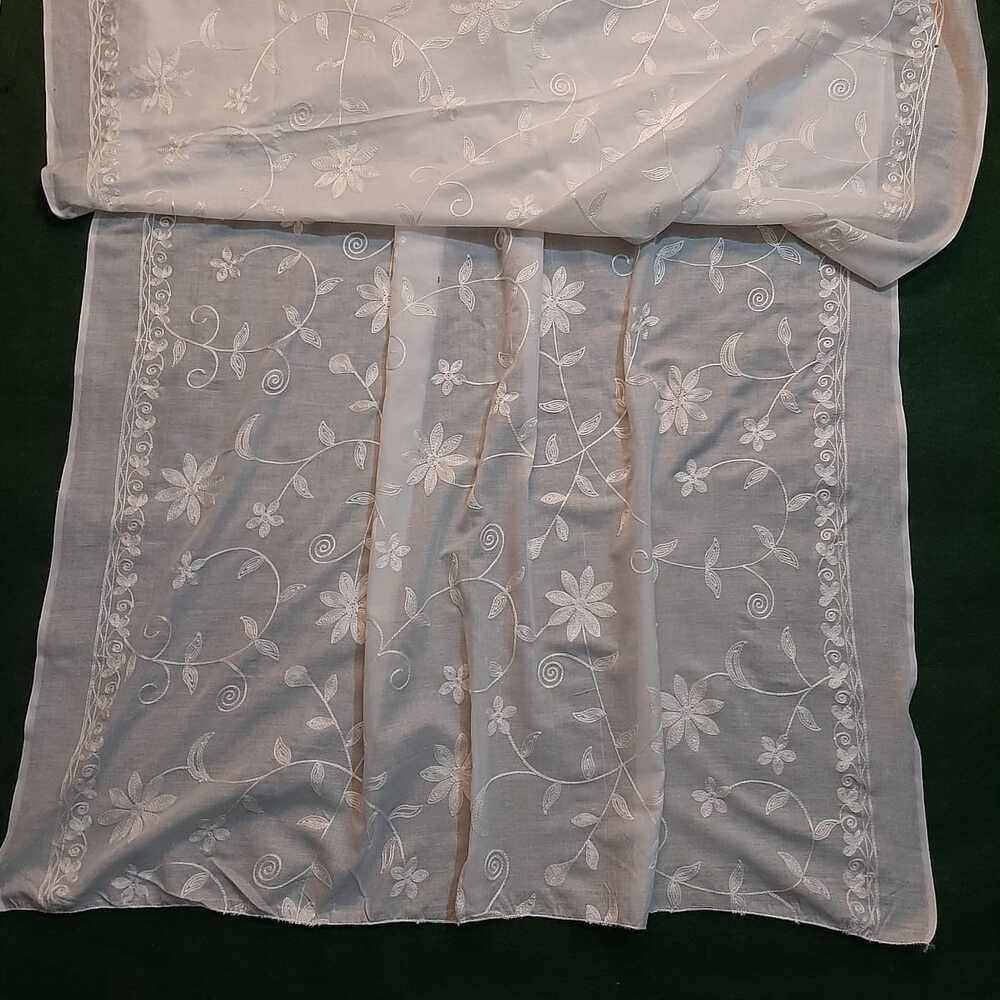 Embroided Lawn Dupatta - White