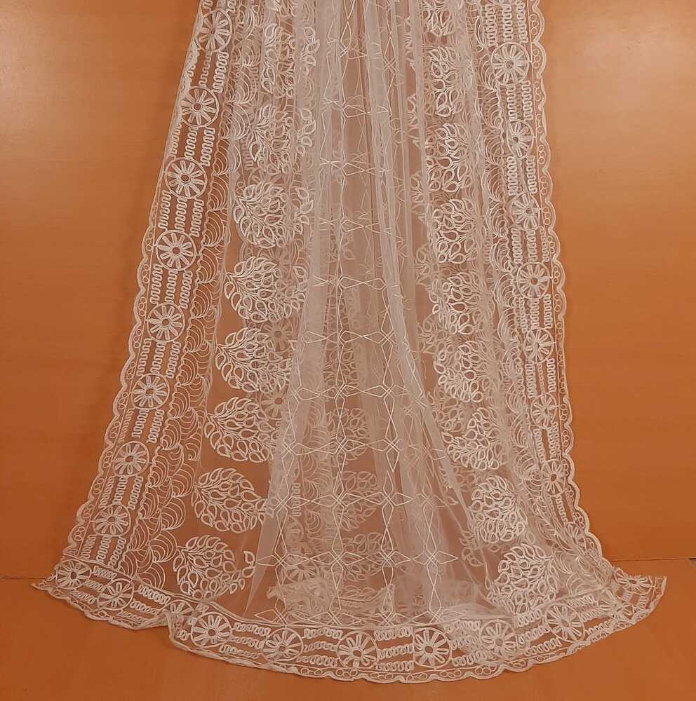 Embroided Net Dupatta Dyeable - White - ZD51