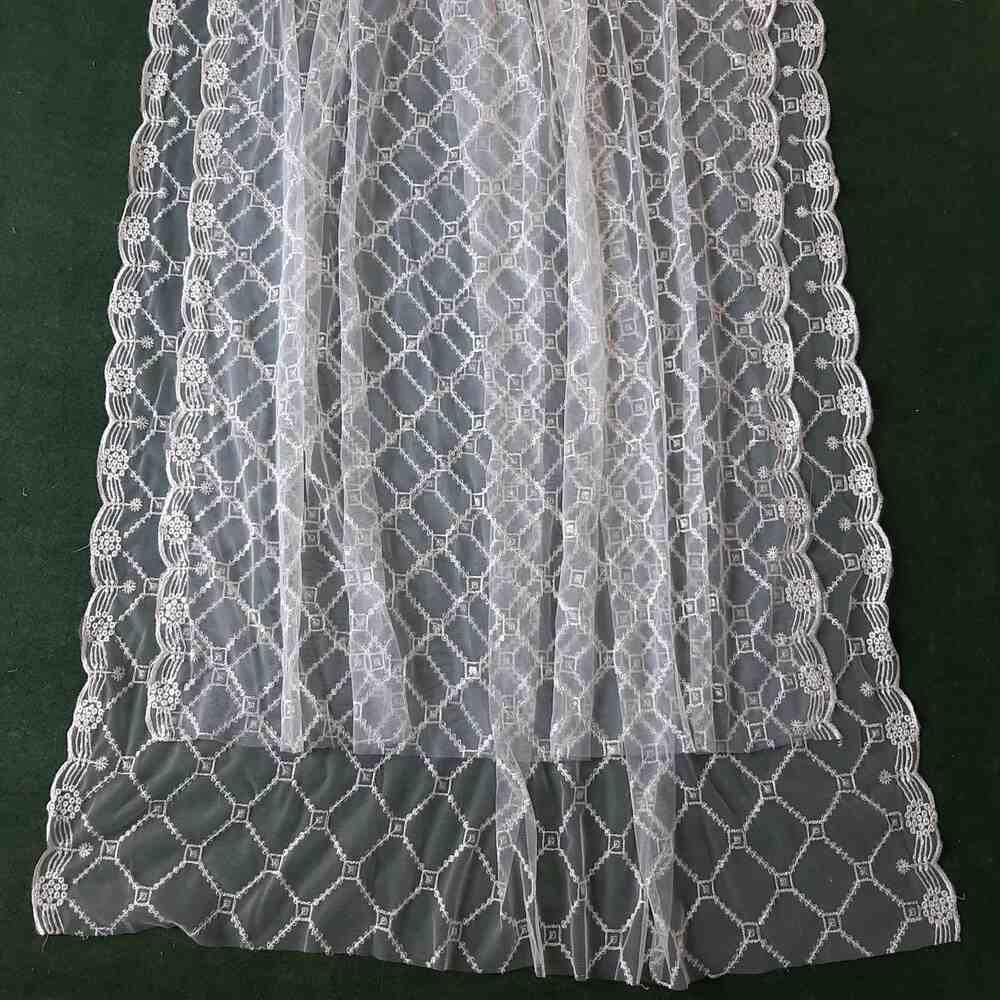 embroided net dupatta white