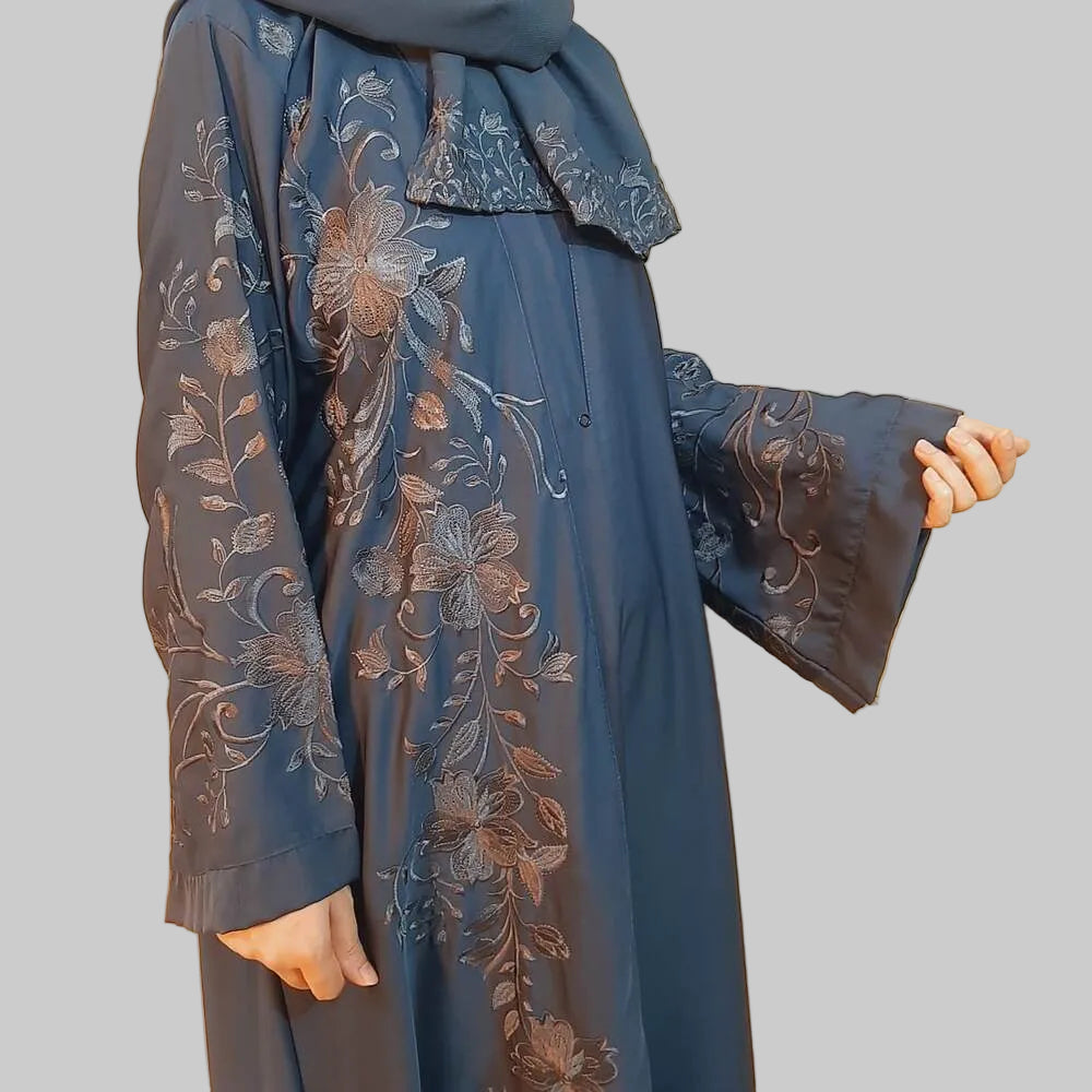 Embroided - Nidah Abaya With Scarf - BGA29