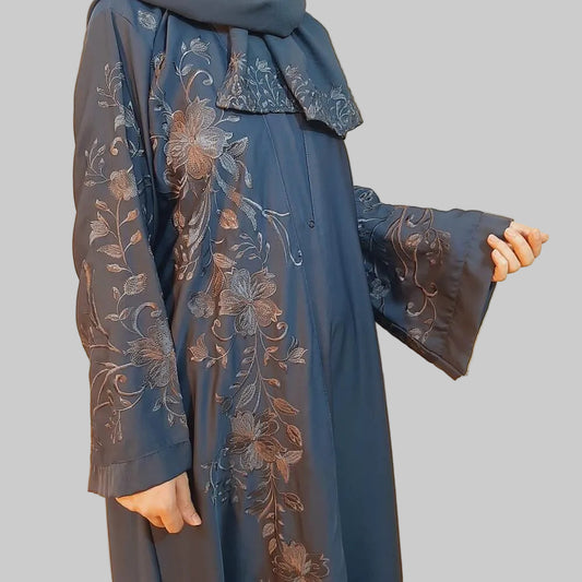 Embroided - Nidah Abaya With Scarf - BGA29