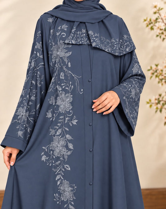 Embroided - Nidah Abaya With Scarf - BGA29