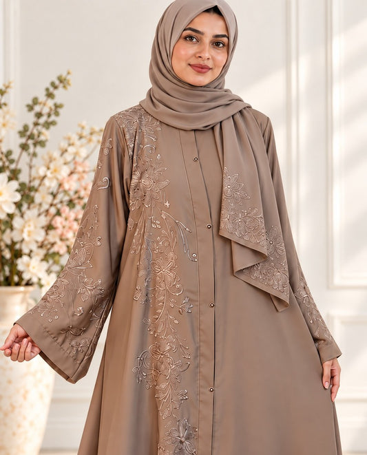 Embroided - Nidah Abaya With Scarf - BGA30