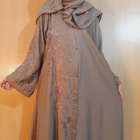 Embroided - Nidah Abaya With Scarf - BGA30