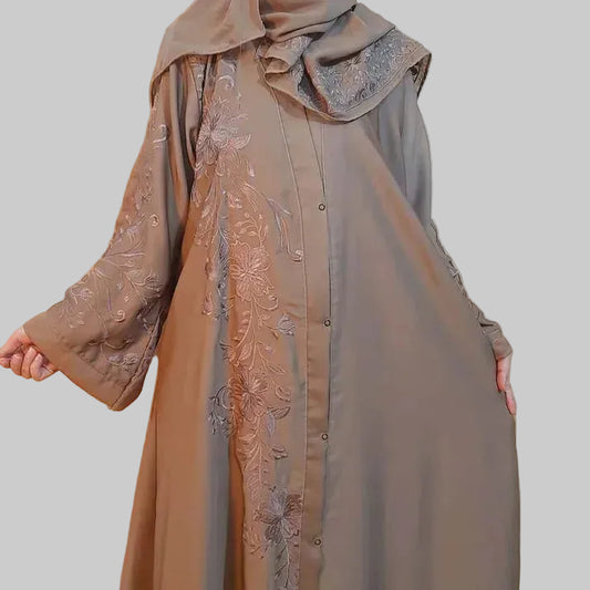 Embroided - Nidah Abaya With Scarf - BGA30