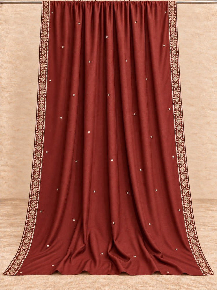 Embroided Swiss Lawn Chaddar Shawl - Maroon - SH58