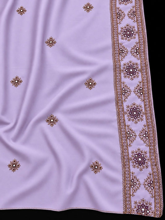 Lilac Embroidered Mirrorwork Chadar