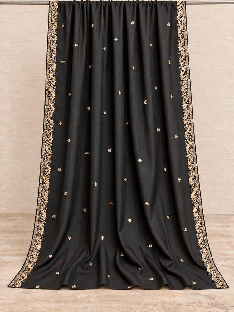 Embroided Swiss Lawn Chaddar Summer Shawl - Black - SH132