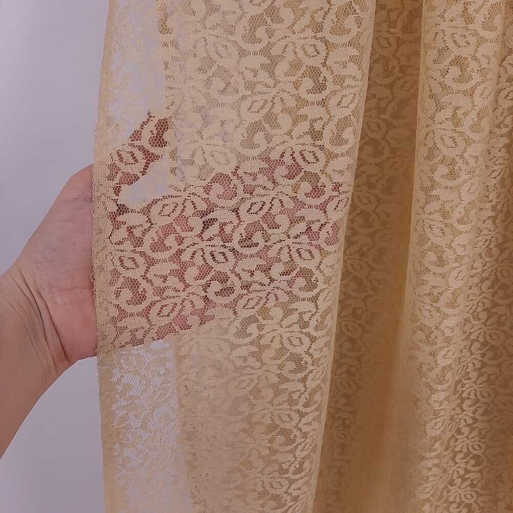 Floral Net Dupatta - Beige - ZD42