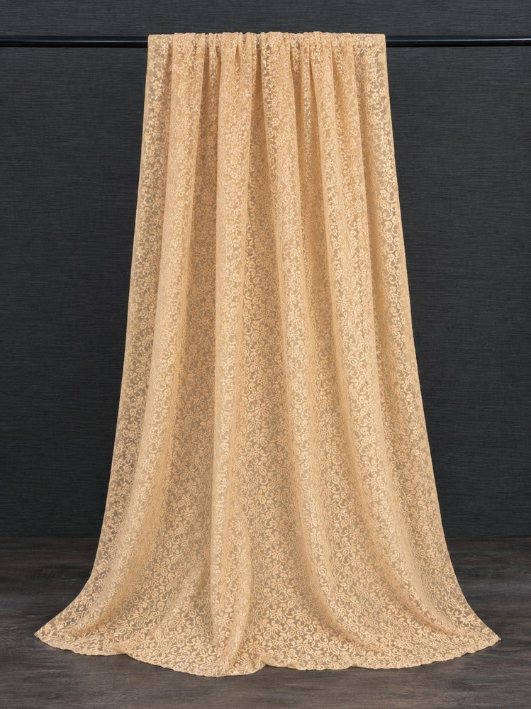 Floral Net Dupatta - Beige - ZD42