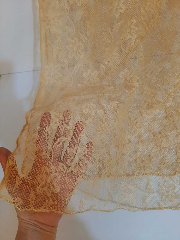 Floral Net Dupatta - Beige - ZD70