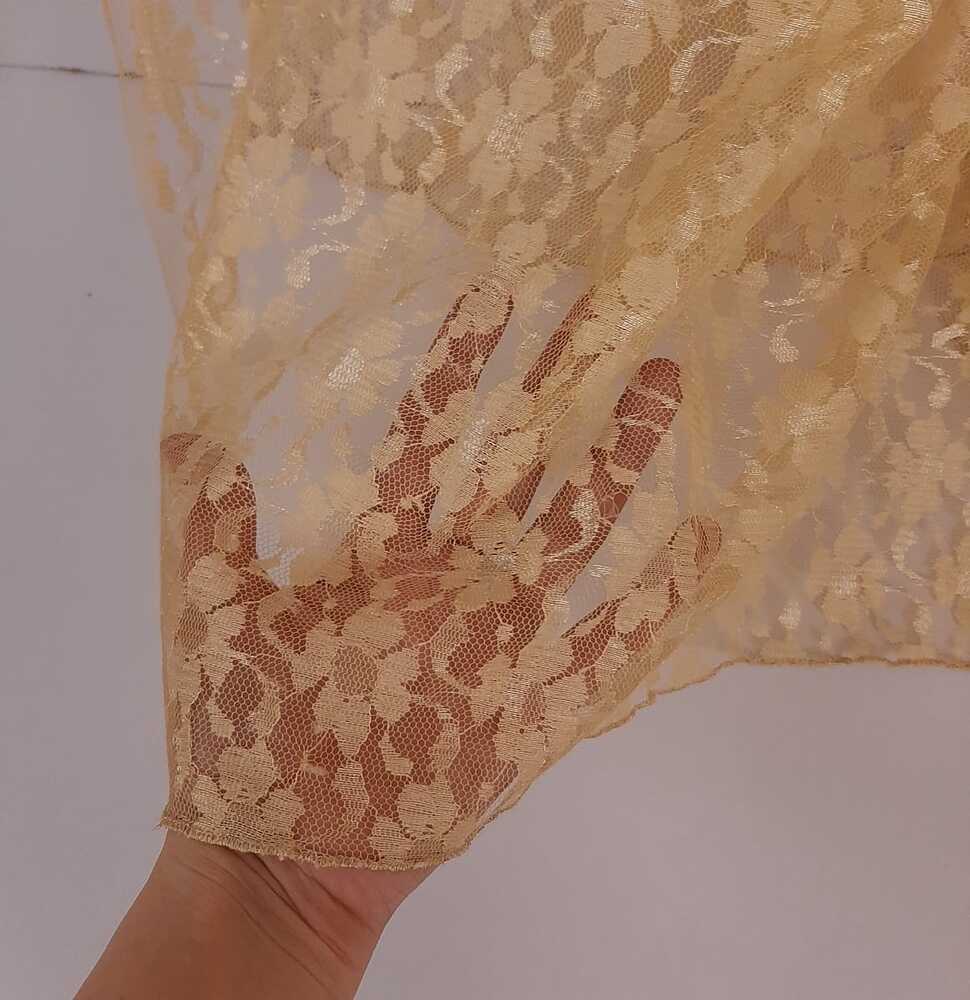 Floral Net Dupatta Beige - ZD740