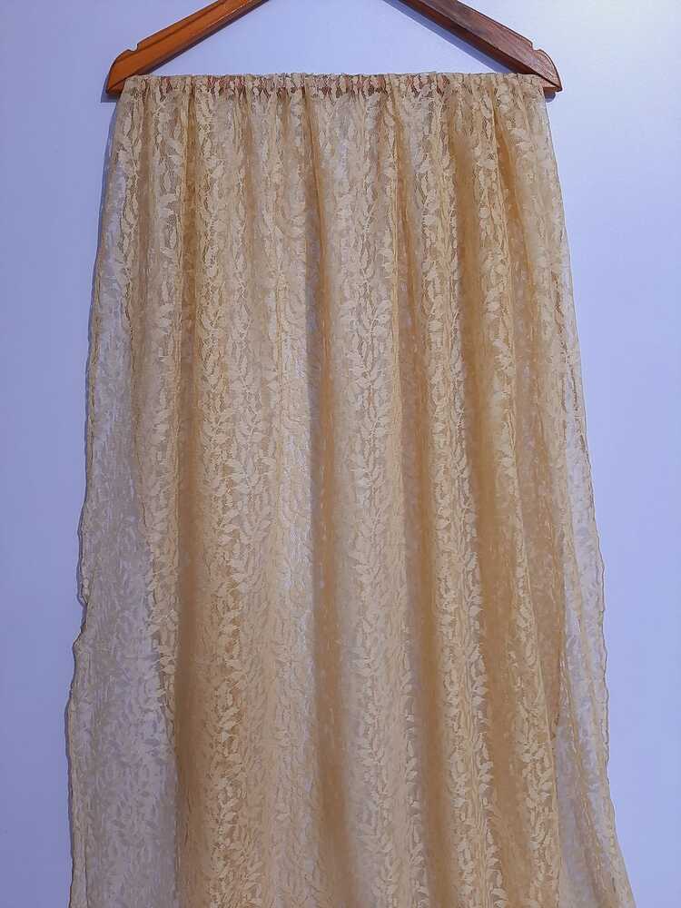 Floral Net Dupatta - Beige - ZD82