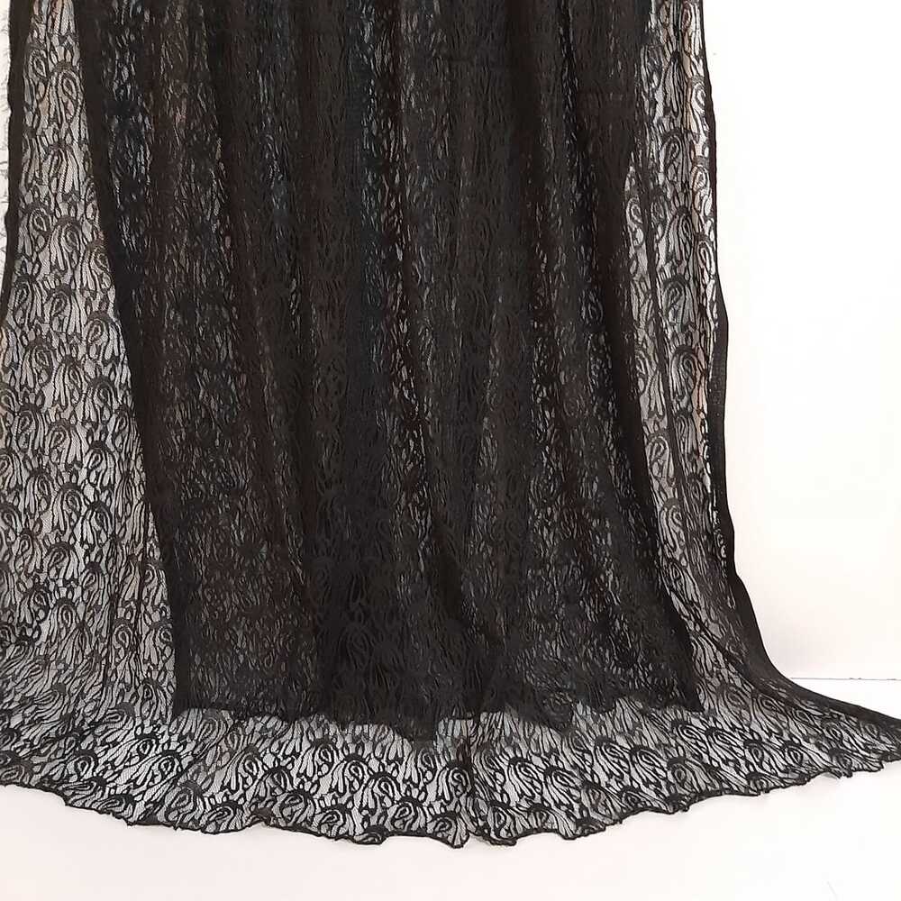 Floral Net Dupatta - Large - Black - ZD79
