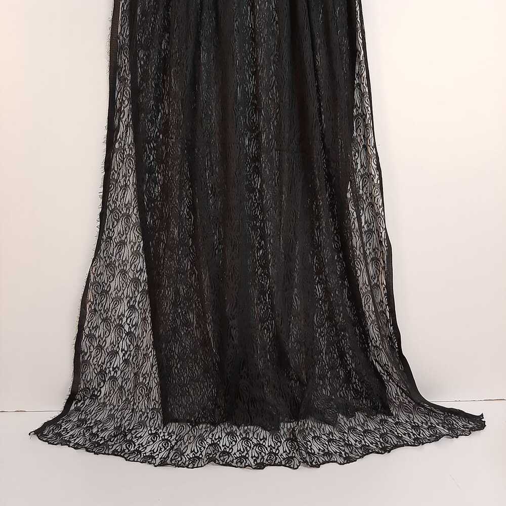 Floral Net Dupatta - Large - Black - ZD79