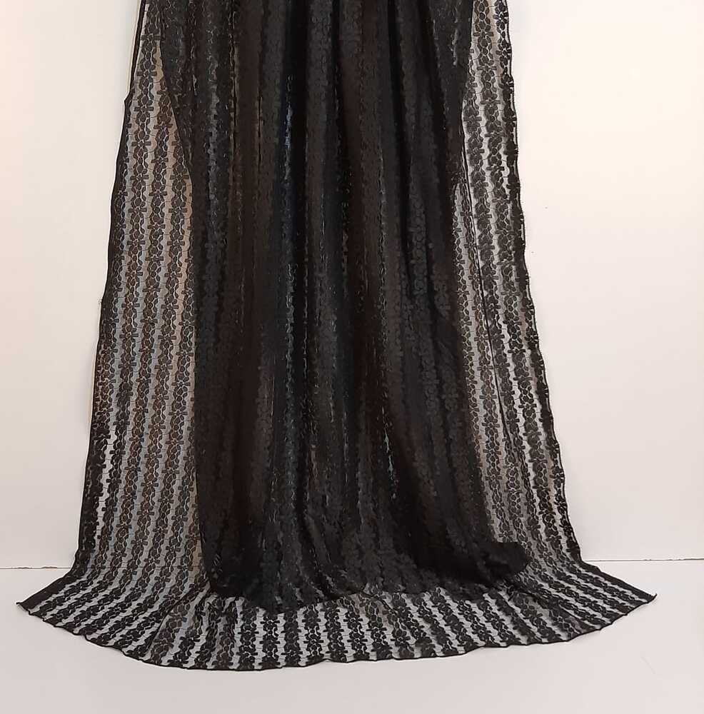 Floral Net Dupatta - Black - ZD895