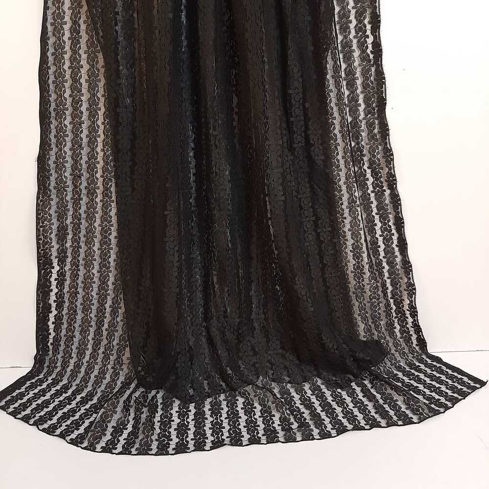 Floral Net Dupatta - Black - ZD895