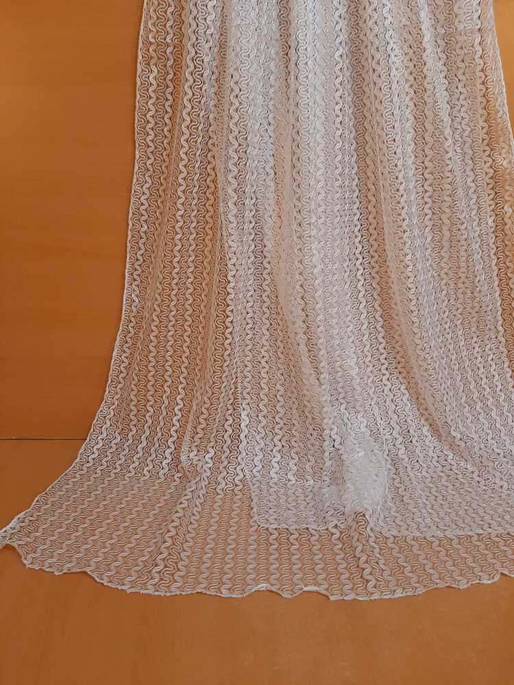 Zig Zag Net dupatta - White - ZD189