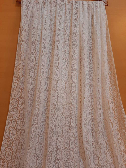 Floral Net Dupatta - White - ZD617